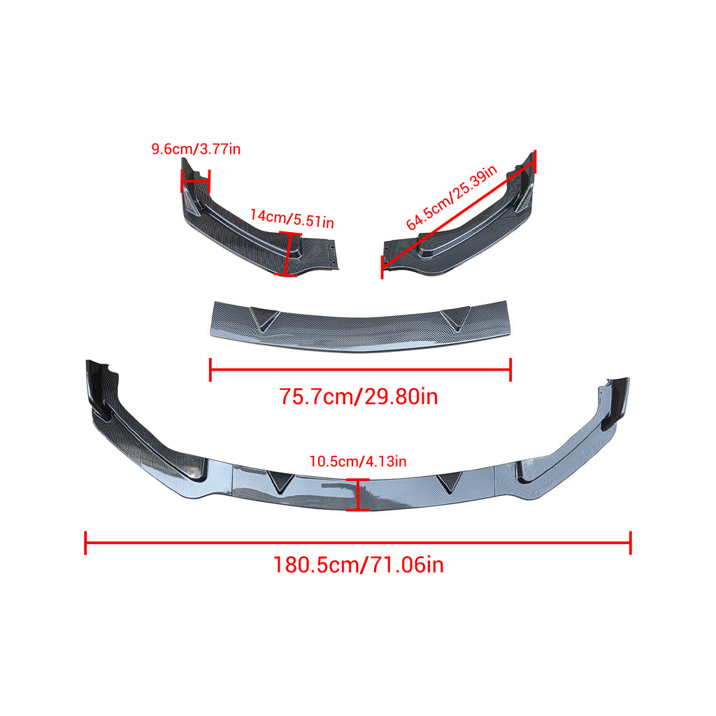 NINTE For 2014-2017 INFINITI Q50 Base Model Front Lip 3 PCS ABS Painted Front Bumper Lip Splitter