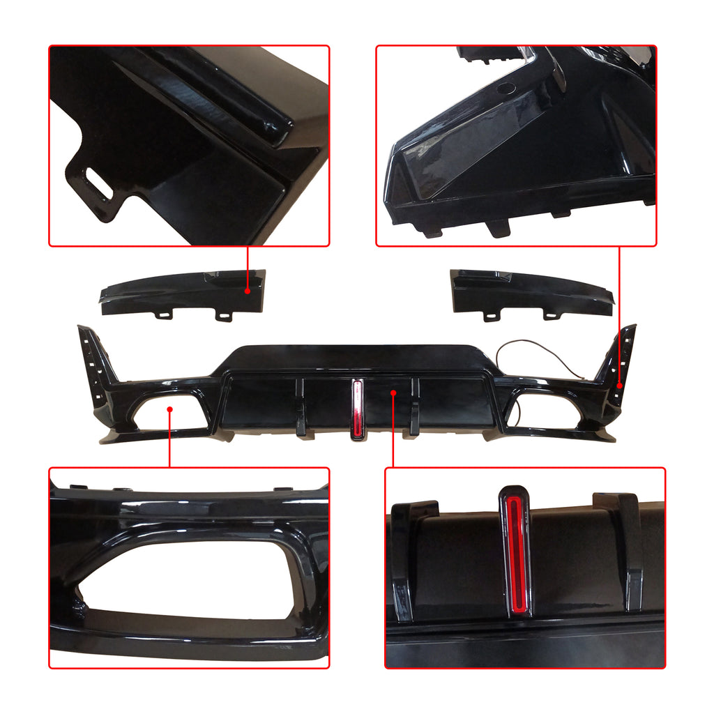 NINTE For 2023 2024  BMW 3 Series G20 LCI Gloss Black Rear Lower Diffuser with LED Light