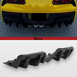 NINTE STG 3 Big Fin Rear Diffuser FOR 2014 - 19 Chevrolet Corvette C7 Gloss Black - NINTE