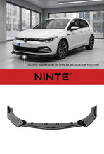 Charger l'image dans la galerie, NINTE Front Bumper Lip Splitter Kit Fit For VW Golf 8 Pro 2021+ Painted Gloss Black 3-Piece Blade Style Without Logo