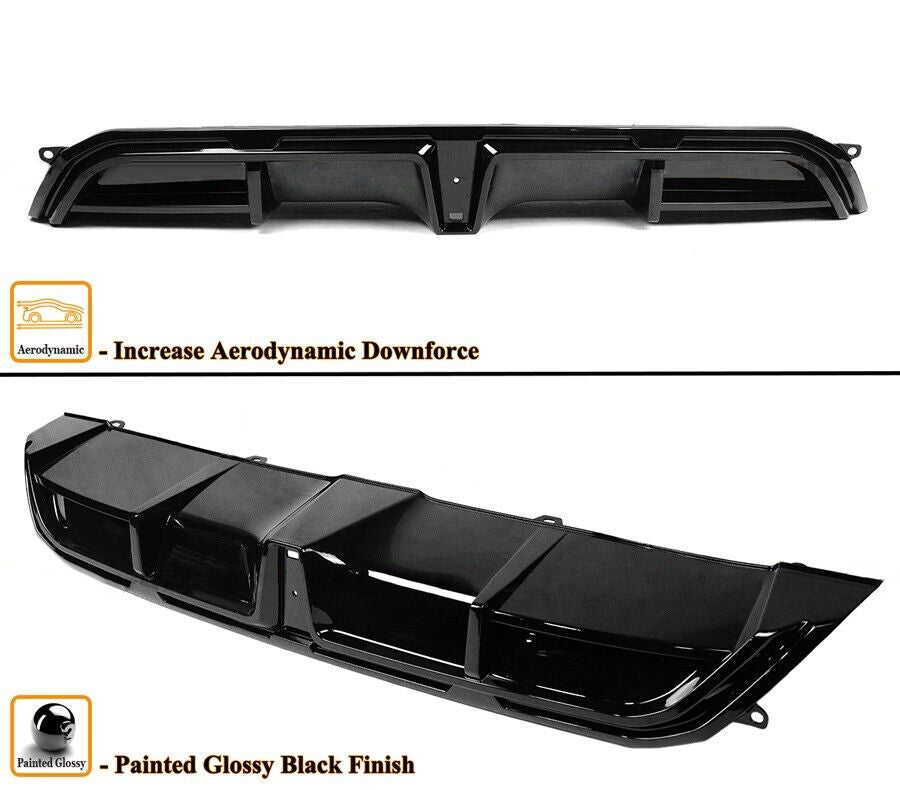 NINTE Glossy LED Rear Bumper Diffuser For 22-24 HONDA CIVIC HATCHBACK