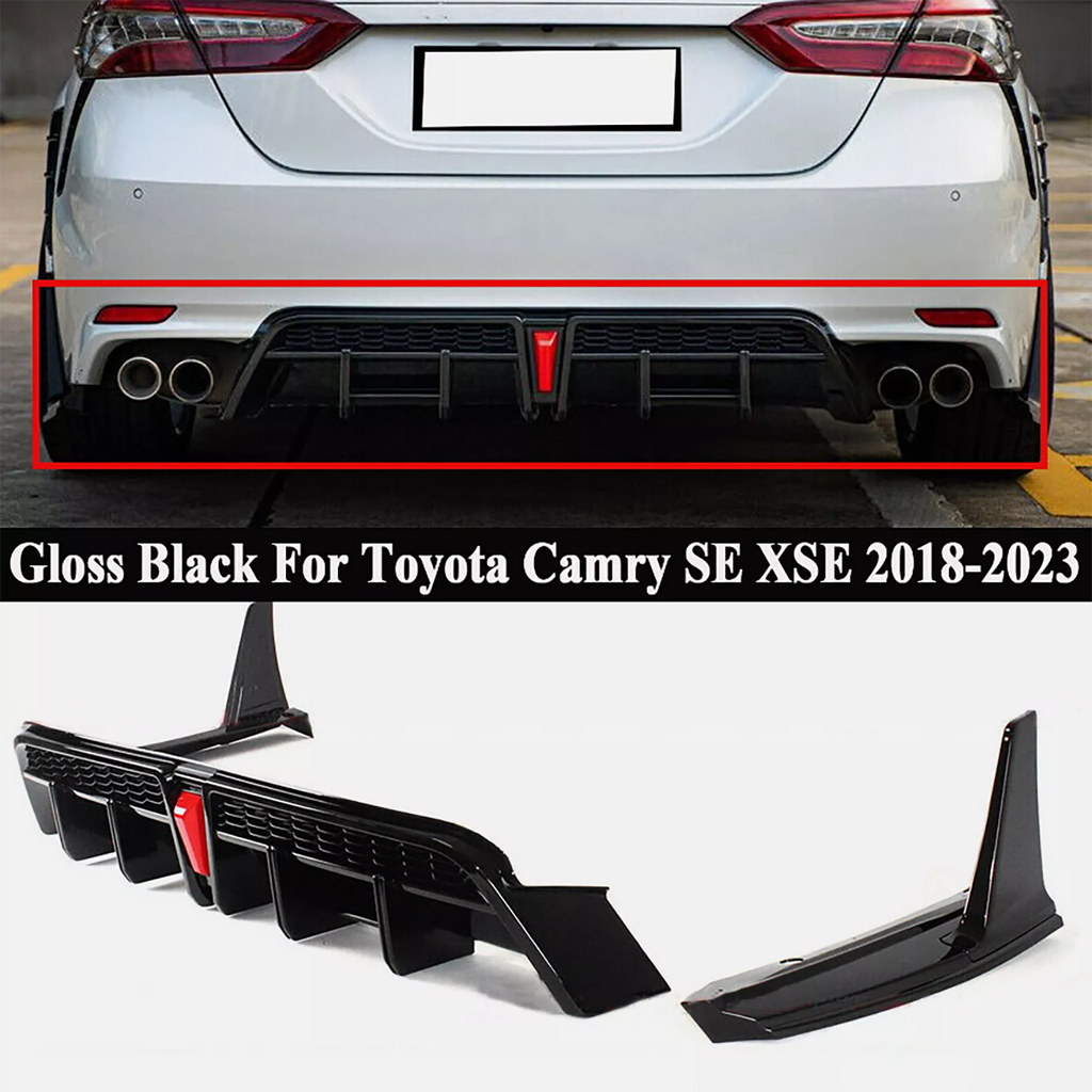 NINTE Rear Diffuser For 2018-2024 Toyota Camry SE XSE Yofer V2 LED Rear Bumper Diffuser + Corner Extension