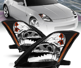 For 2003 2004 2005 Nissan 350Z Coupe Z33 Fairlady Black Projector Headlights Set