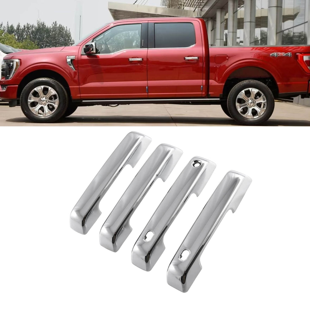 NINTE For 21-24 Ford F150 Bronco Door Handle Covers Overlay With Smart Key Holes Chrome