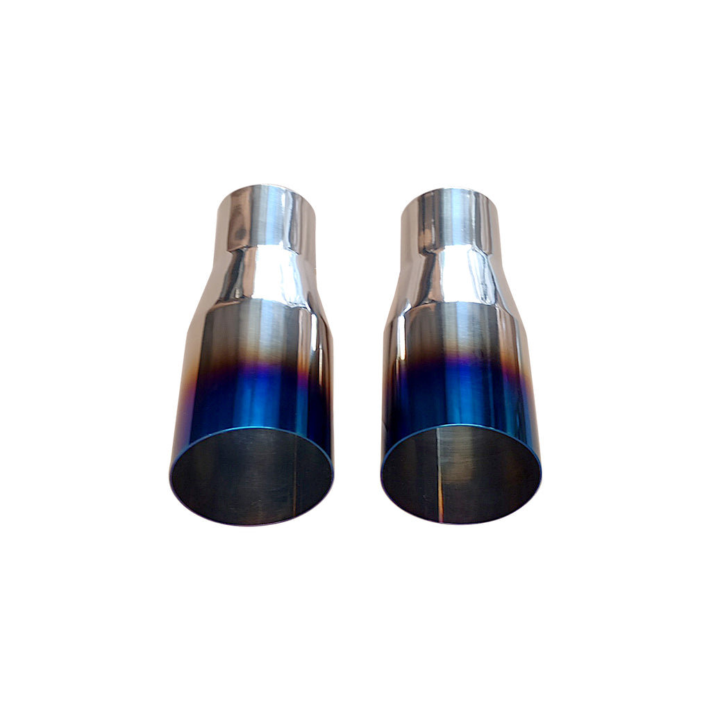 NINTE Pack of 2 Blue Burnt Exhaust Tip 2.5" Inlet 3.5" Outlet 7.75 long 304 Stainless Steel 2.5" to 3.5" Exhaust Tail Pipe Tips Weld On Single Slant Cut