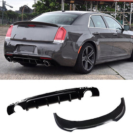 NINTE Front Lip& Rear Diffuser For 2015-2023 Chrysler 300 SRT Gloss Black