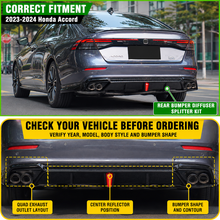 Cargar imagen en el visor de la galería, NINTE Rear Bumper Diffuser Kit Fit for Honda Accord 2023-2026 Gloss Black with LED Light