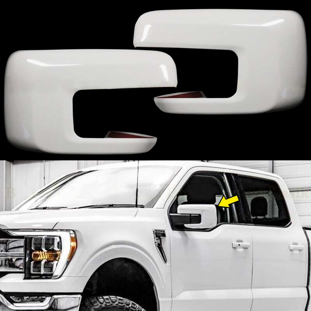 NINTE Mirror COVERS For 21-24 Ford F-150 w/o Turn Signal Hole WHITE
