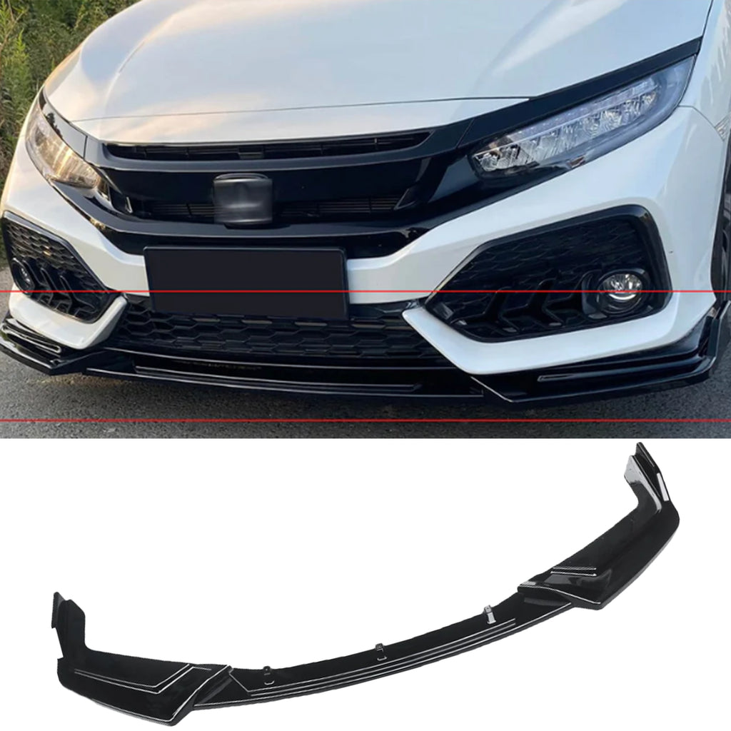 NINTE Front Lip For 2017-2021 Honda Civic Si FK7 Hatchback ABS 3 Pieces Front Bumper Lip Splitters