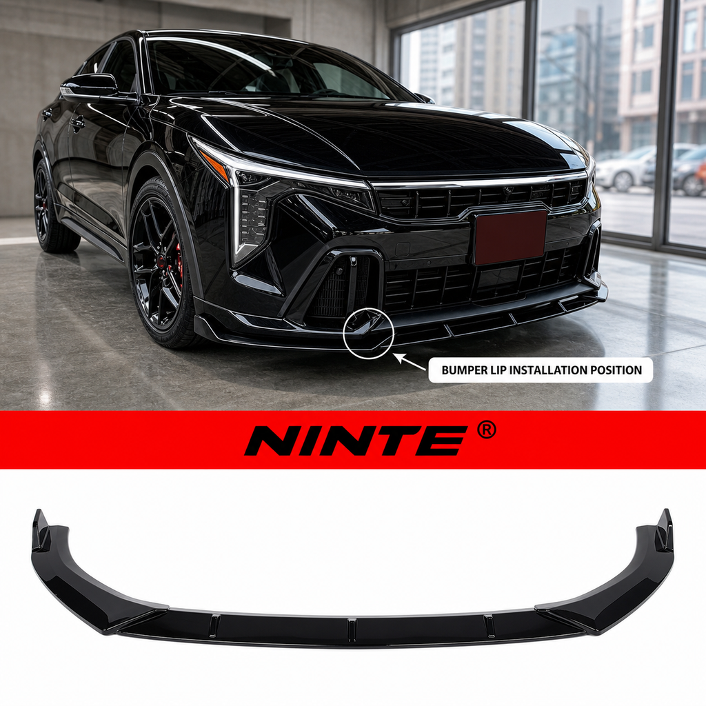 NINTE Front Bumper Lip Splitter Fit for KIA K4 GT-Line EX LXS 2025+ Gloss Black Chin Spoiler
