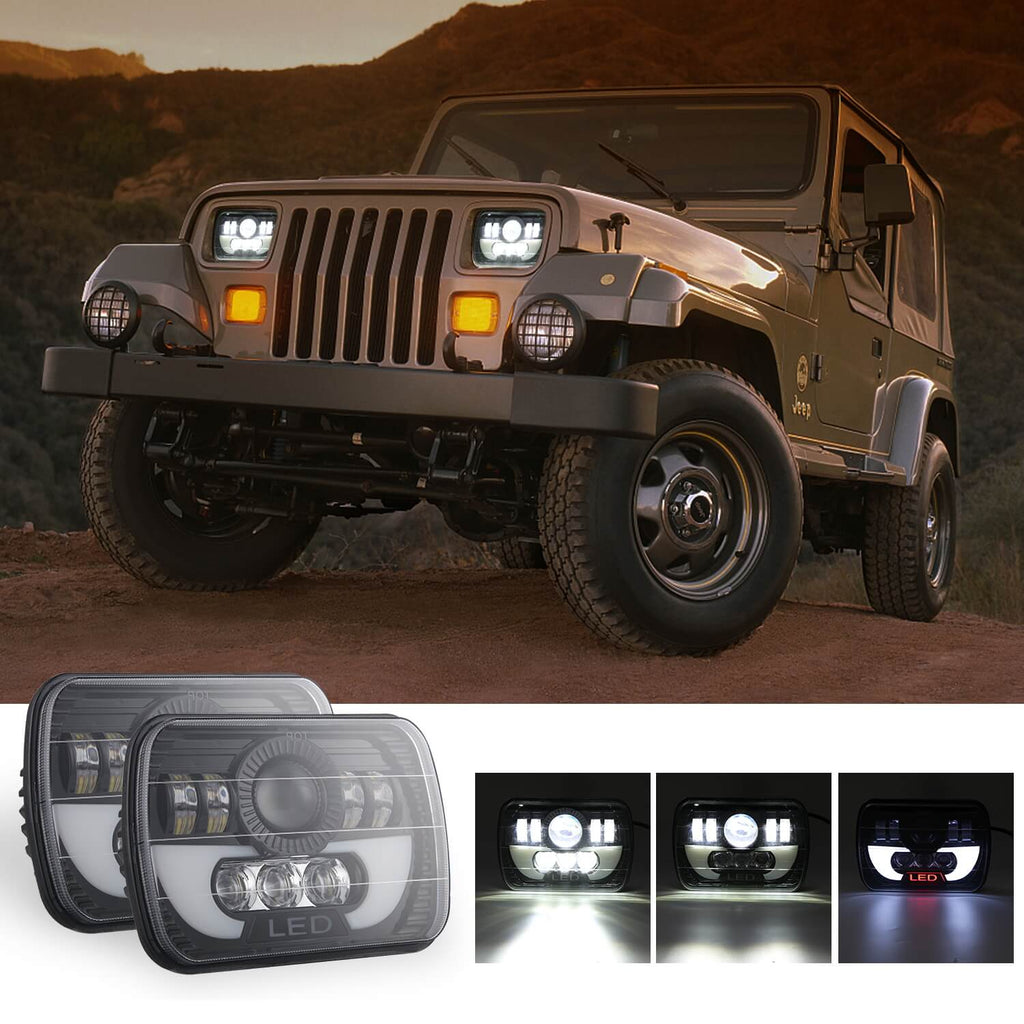 NINTE 5X7 Inches (7x6) 300W Square LED Trunk Headlights 