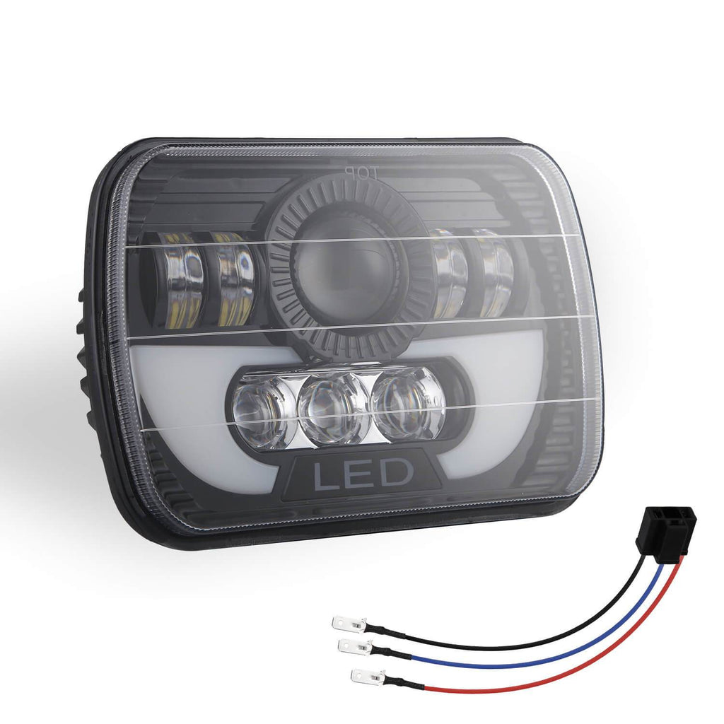 NINTE 5X7 Inches (7x6) 300W Square LED Trunk Headlights 