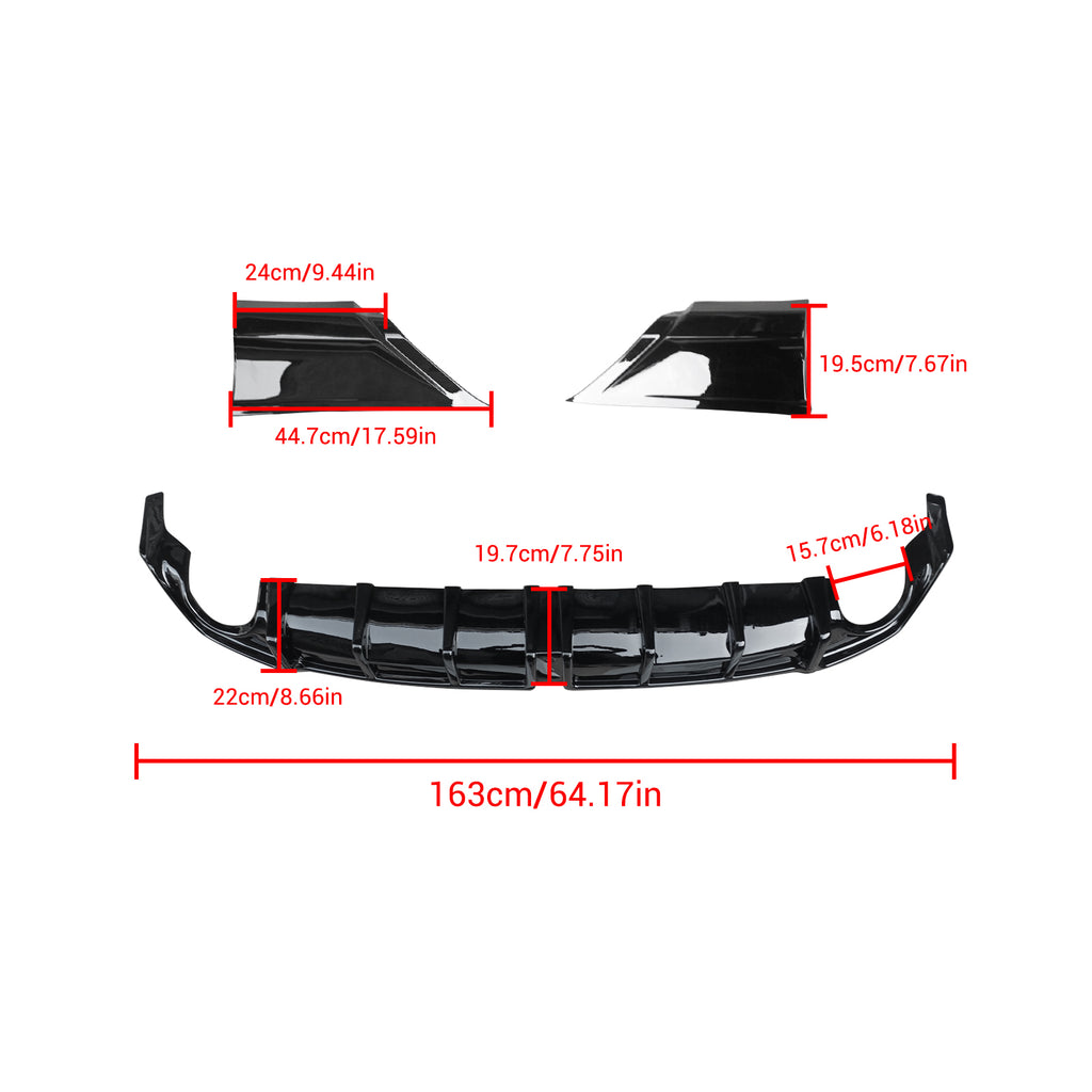 NINTE For 2022-2024 11th Honda Civic Sedan Rear Diffuser with Corner Spats