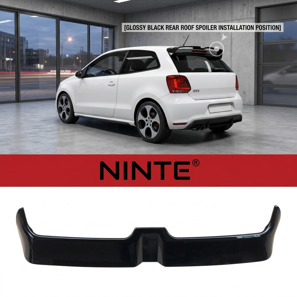 NINTE Rear Roof Spoiler Wing Fit For VW Polo MK5 6R 6C GTI R 2011-2018 Painted Gloss Black One Piece Sport Style Without Logo