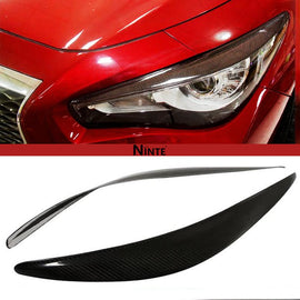 NINTE For 2014 - 2024 Infiniti Q50 Q50S Headlight Eyebrow Visor Cover ABS Carbon Fiber Look - NINTE