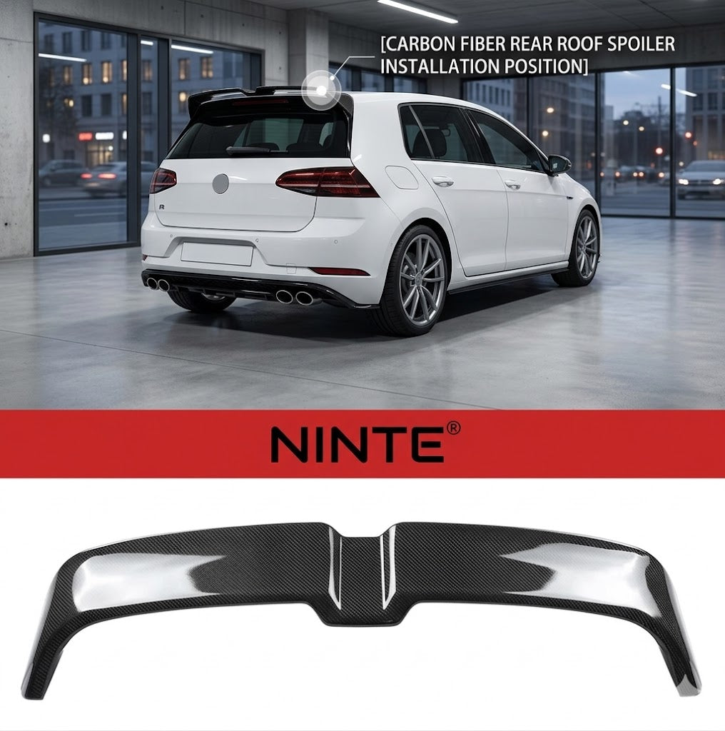 NINTE Rear Roof Spoiler Wing Fit For VW Golf 7 GTI 2014-2017 Carbon Fiber Look One Piece Sport Style Without Logo