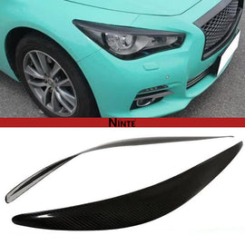 NINTE For 2014 - 2024 Infiniti Q50 Q50S Headlight Eyebrow Visor Cover ABS Carbon Fiber Look - NINTE