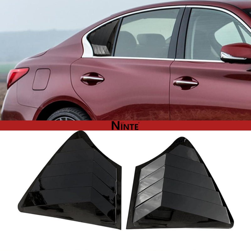 NINTE Rear Side Window Louvers for 2014 - 2024 Infiniti Q50 Air Vent Scoop Shades Cover Blinds Trim Exterior Accessories Sport Style 2pcs - NINTE