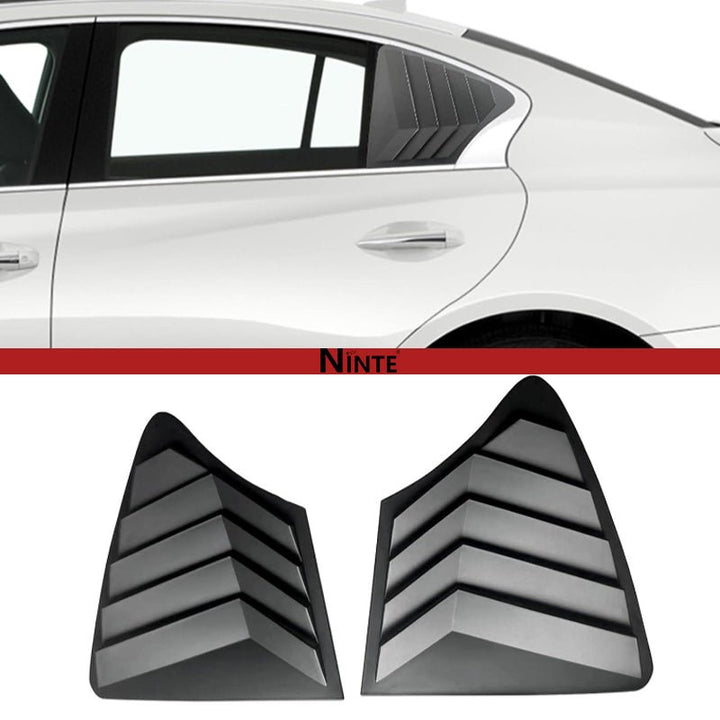 NINTE Rear Side Window Louvers for 2014 - 2024 Infiniti Q50 Air Vent Scoop Shades Cover Blinds Trim Exterior Accessories Sport Style 2pcs - NINTE