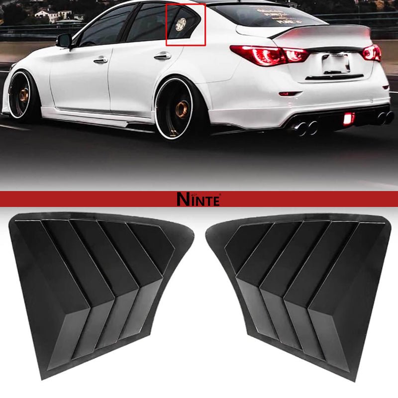 NINTE Rear Side Window Louvers for 2014 - 2024 Infiniti Q50 Air Vent Scoop Shades Cover Blinds Trim Exterior Accessories Sport Style 2pcs - NINTE