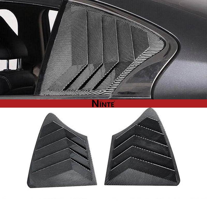 NINTE Rear Side Window Louvers for 2014 - 2024 Infiniti Q50 Air Vent Scoop Shades Cover Blinds Trim Exterior Accessories Sport Style 2pcs - NINTE