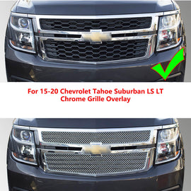 NINTE For 2015 - 2020 Chevrolet Tahoe Suburban LS LT Chrome Grille Overlay - NINTE