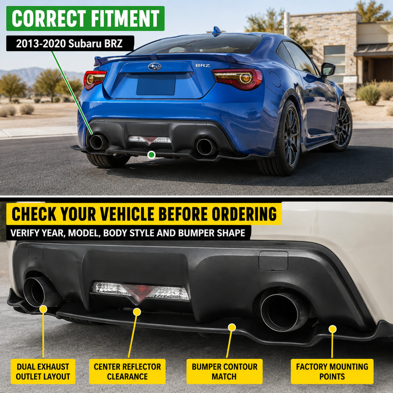 NINTE Rear Bumper Diffuser Lip Splitter Fit for Scion FR-S Toyota 86 Subaru BRZ 2013-2020 Sport Style