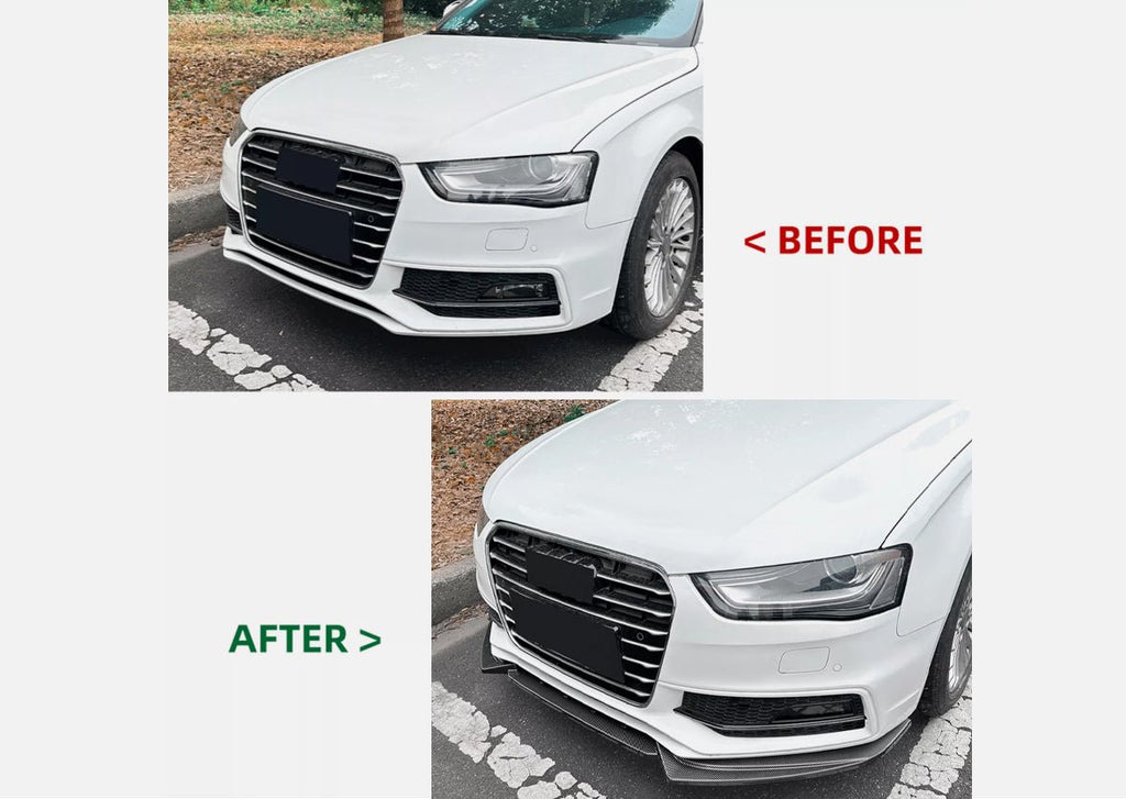 NINTE Front Bumper Splitter Lip For 2013 - 2016 Audi A4 S4 B8.5 Sline Carbon Fiber Look - NINTE