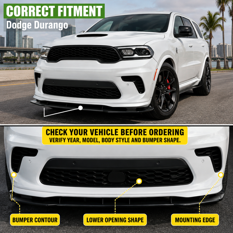 NINTE Front Bumper Lip Splitter Spoiler Fit for Dodge Durango SRT GT 1998-2024 Gloss Black