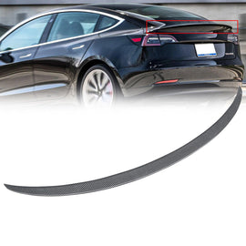 NINTE For 2017 - 2023 Tesla Model 3 Rear Spoiler ABS Trunk Wing Spoiler Splitter Carbon Fiber Look / Gloss Black - NINTE