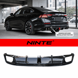 NINTE Rear Bumper Diffuser Kit Fit for Honda Accord 2023-2026 Gloss Black with LED Light - NINTE