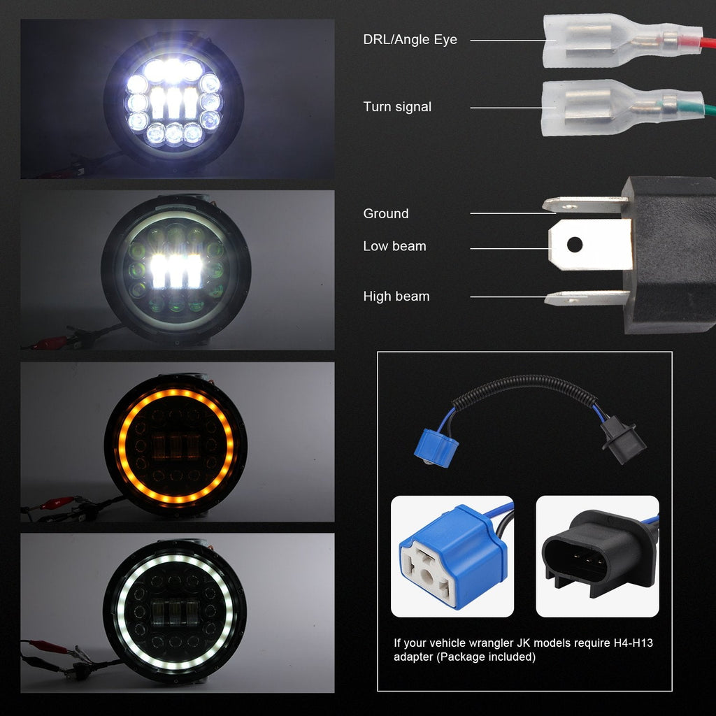 NINTE 400W Round LED Trunk Headlights