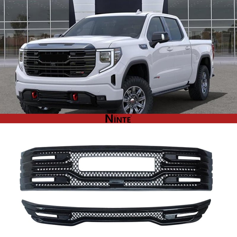 NINTE Front Lower Grill Cover For 2022 - 2025 GMC SIERRA 1500 SLT AT4 Gloss Black Painted Front Grille Cover Car Accessories Exterior Trim (Not the Replacement) - NINTE
