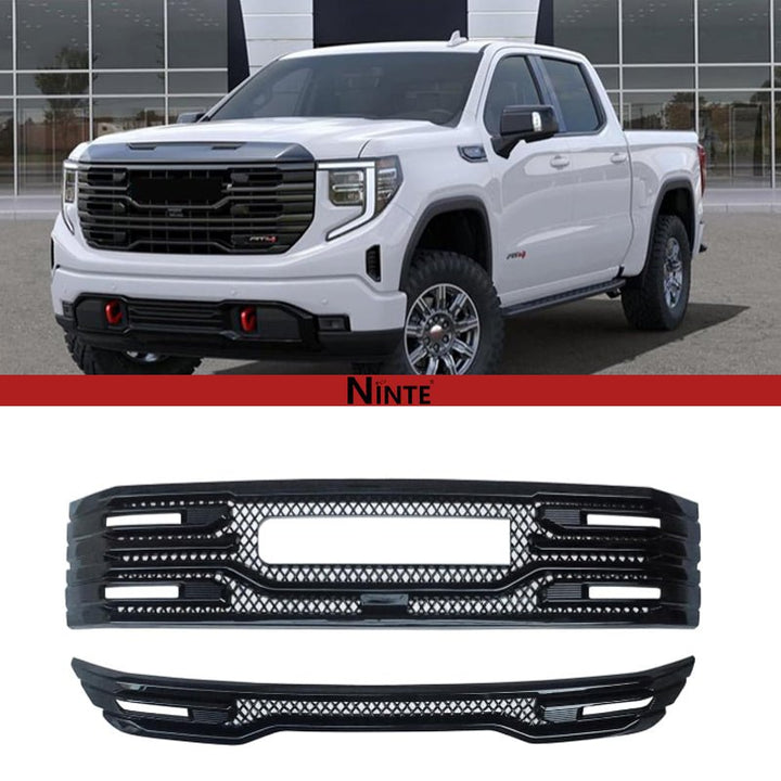 NINTE Front Lower Grill Cover For 2022 - 2025 GMC SIERRA 1500 SLT AT4 Gloss Black Painted Front Grille Cover Car Accessories Exterior Trim (Not the Replacement) - NINTE