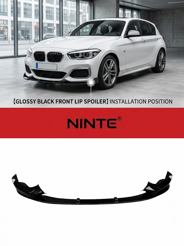 NINTE Front Bumper Lip Splitter Facelift Fit For BMW 1 Series F20 LCI 2015-2020 Painted Gloss Black One Piece Without Logo