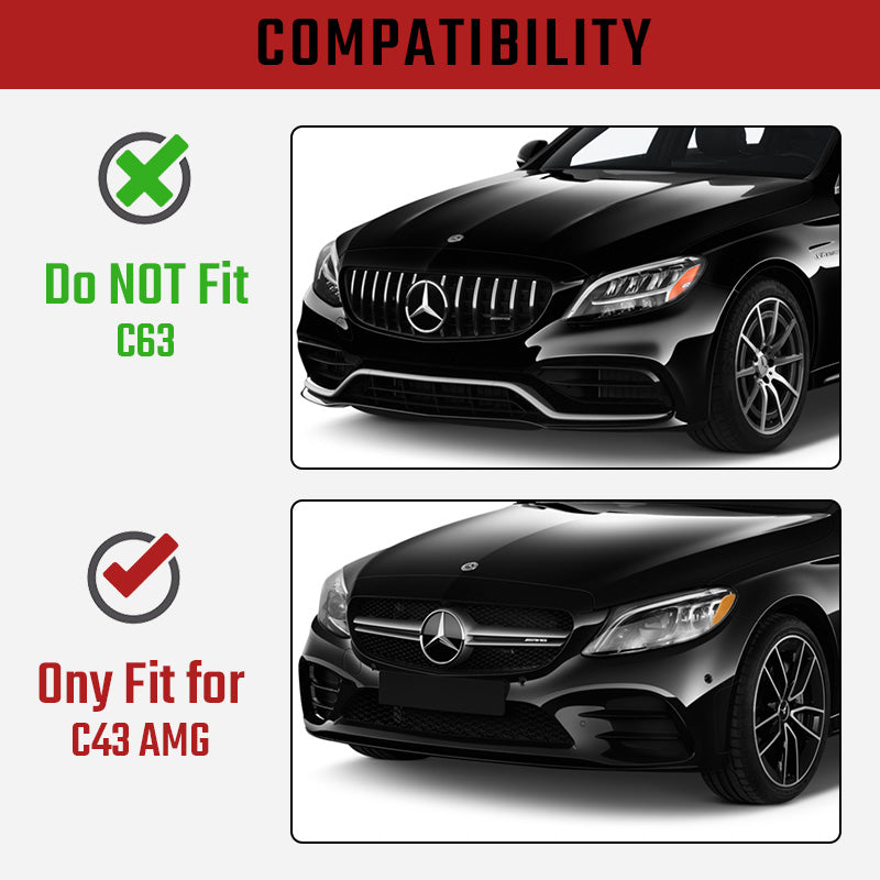 NINTE For 2019-2021 Mercedes Benz W205 C Class with AMG Package Lower Splitter Front Bumper lip
