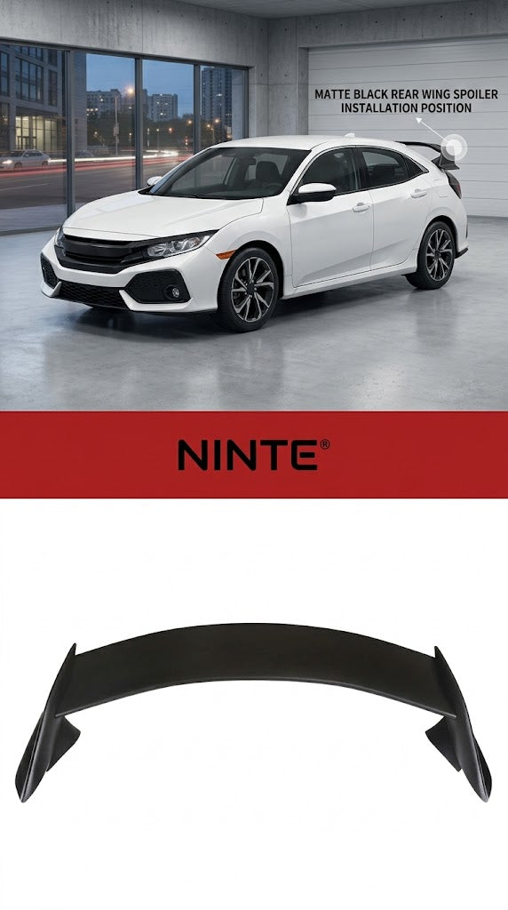 NINTE Rear Roof Spoiler Wing Fit For Honda Civic 10th Gen Hatchback 2016-2020 Matte Black One Piece Sport Style Without Logo