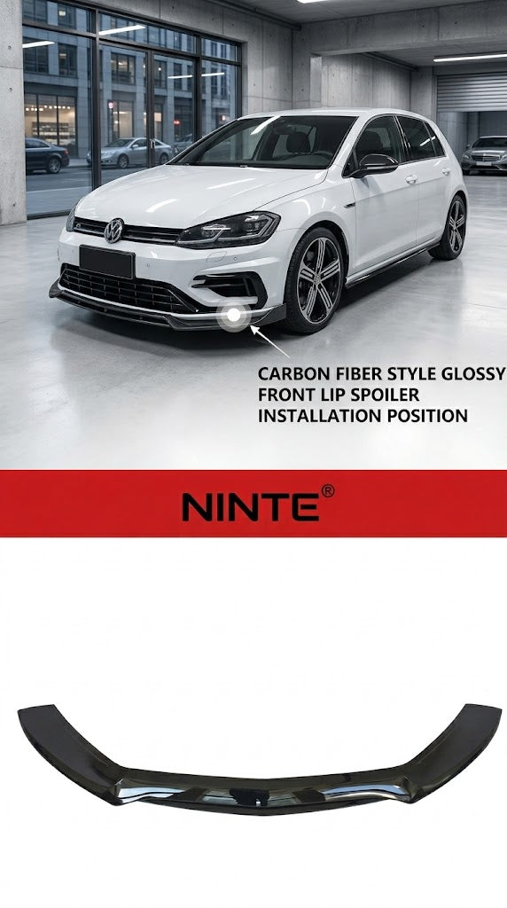 NINTE Front Bumper Lip Splitter Fit For Benz C-Class C43 AMG 2016-2018 Carbon Fiber Look One Piece Sport Style Without Logo