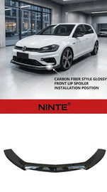 NINTE Front Bumper Lip Splitter Fit For Benz C-Class C43 AMG 2016-2018 Carbon Fiber Look One Piece Sport Style Without Logo