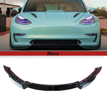Load image into Gallery viewer, NINTE Front Lip for Tesla Model 3 2017 2018 2019 2020 2021 2022 2023 V Style ABS Painted Gloss Black Bumper Spoiler Splittber Body Kits Guard Front Chin Splitter 3 PCS - NINTE