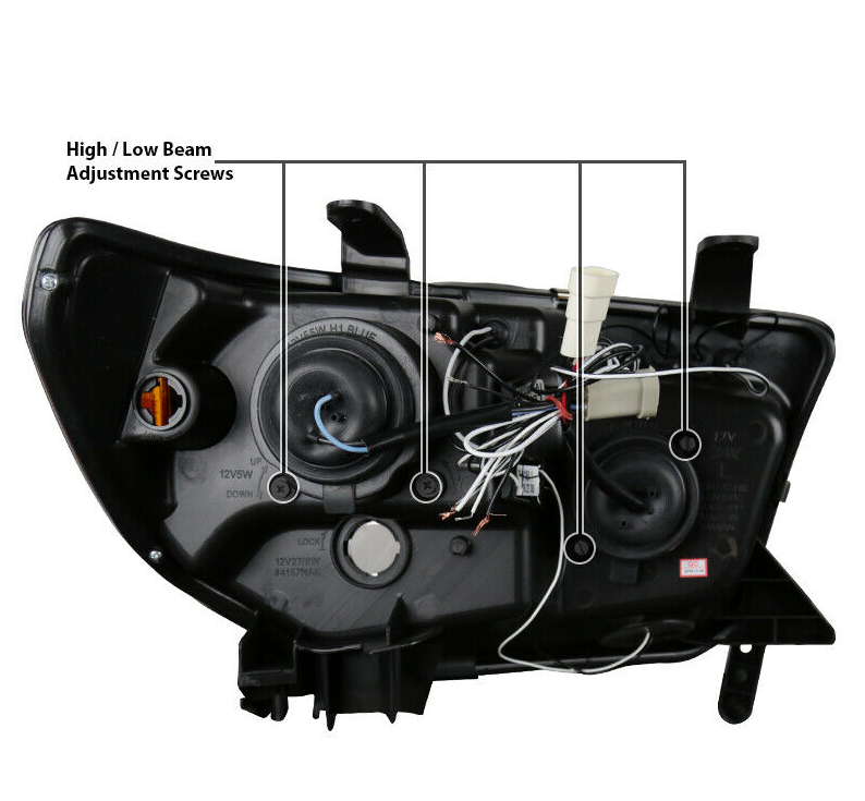 Fit Toyota 07-13 Tundra 08-17 Sequoia Black LED Halo Projector Headlights Pair - NINTE