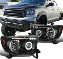Load image into Gallery viewer, Fit Toyota 07-13 Tundra 08-17 Sequoia Black LED Halo Projector Headlights Pair - NINTE