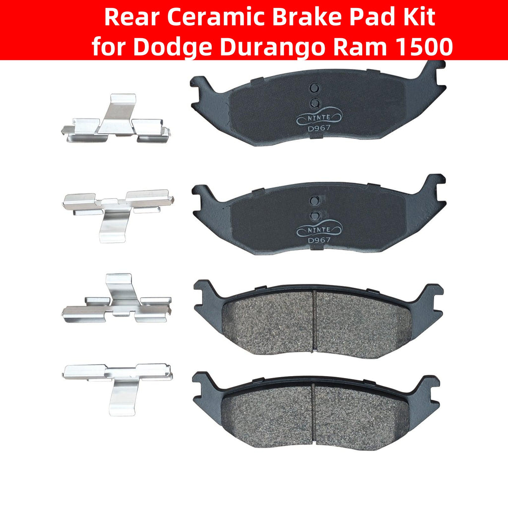 NINTE Rear Ceramic Brake Pad Kit for Dodge Durango Chrysler Aspen 2005-2023 Ram 1500