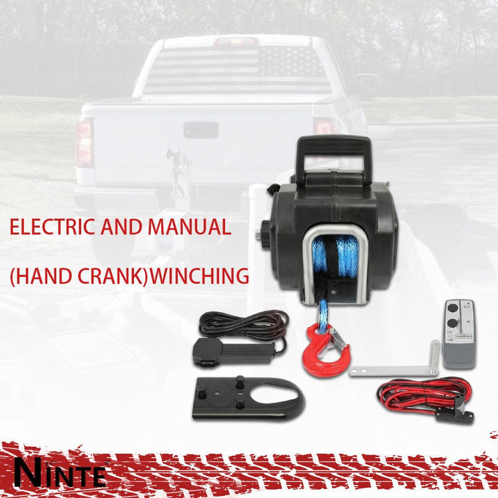 NINTE Trailer Winch, Reversible Electric Winch, for Boats up to 9500lbs. 12V DC, Power - in, Power - Out, and Freewheel Operations - NINTE