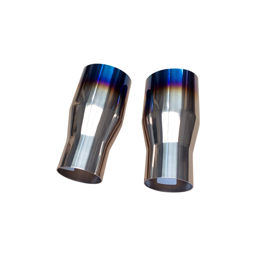 NINTE Pack of 2 Blue Burnt Exhaust Tip 2.5" Inlet 3.5" Outlet 7.75 long 304 Stainless Steel 2.5" to 3.5" Exhaust Tail Pipe Tips Weld On Single Slant Cut