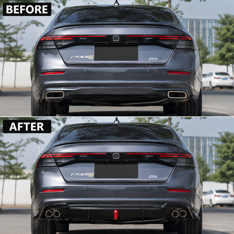 NINTE Rear Bumper Diffuser Kit Fit for Honda Accord 2023-2026 Gloss Black with LED Light