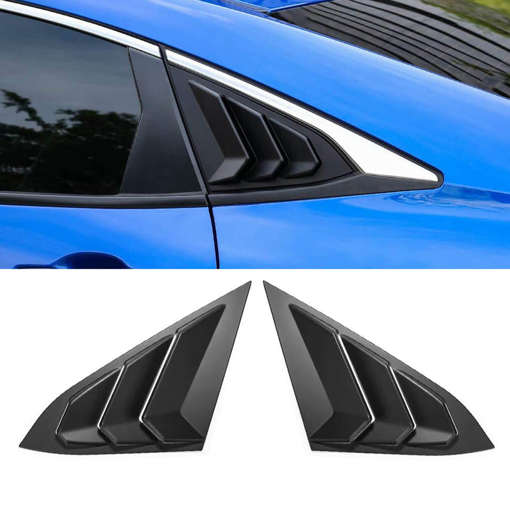 NINTE Rear Side Window Louvers Vent Cover For 2016-2021 10th Honda Civic Sedan Air Vent Scoop Shades Cover