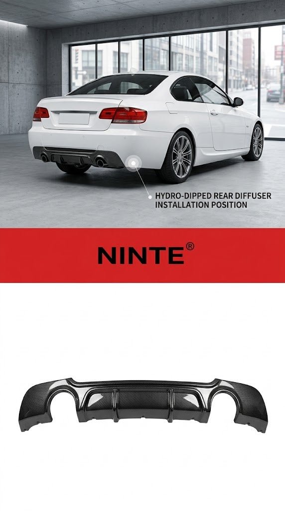 NINTE Rear Bumper Lip Diffuser Splitter Fit For BMW 3 Series E92 Coupe 2008-2013 Carbon Fiber Look One Piece Sport Style Without Logo
