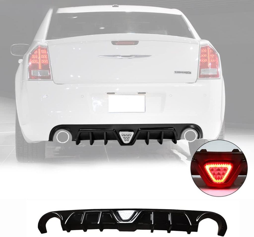 NINTE Rear Diffuser Fit for 2012-2014 Chrysler 300 SRT ABS with Brake Light Rear Bumper Diffuser Rear Bumper