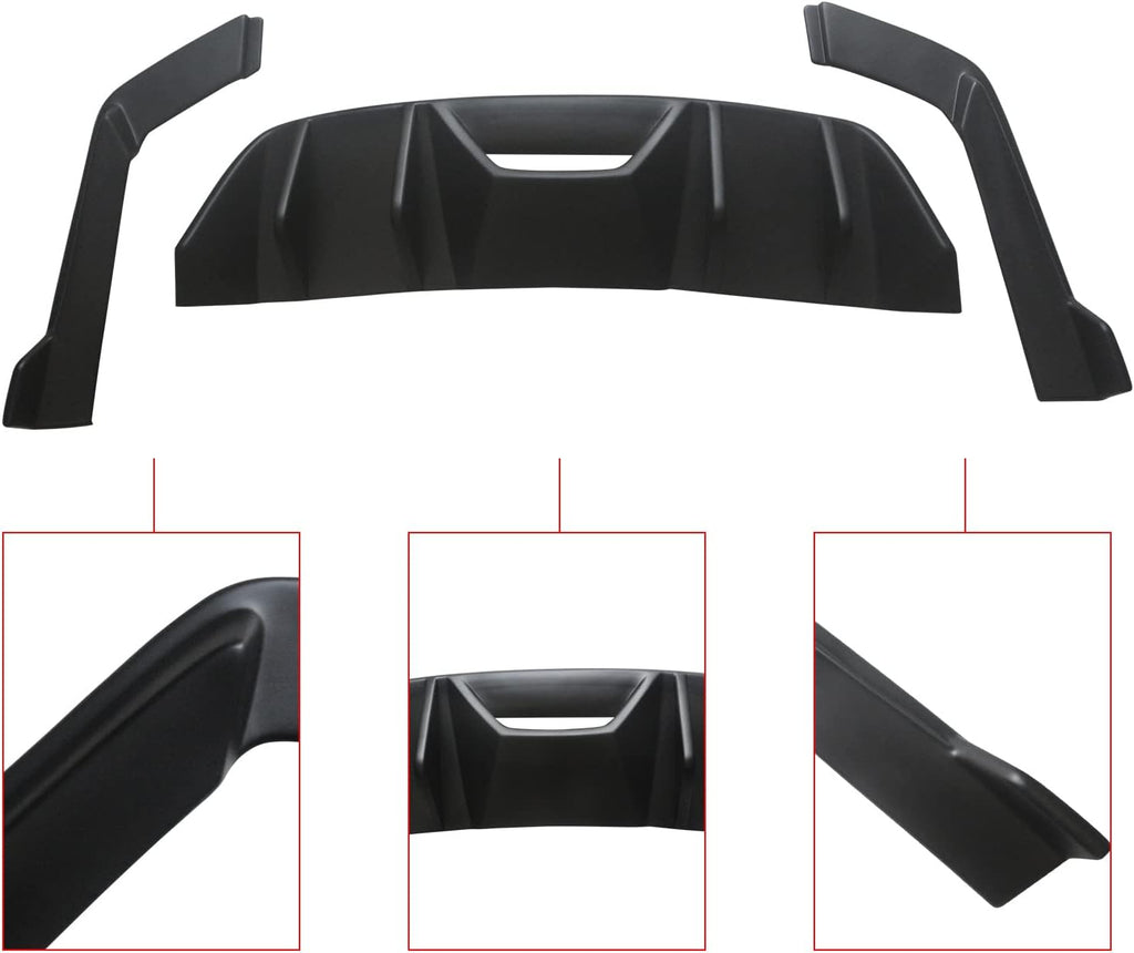 NINTE Rear Diffuser Fit For 2015-2017 Ford Mustang HN Style Rear Bumper Diffuser ABS Rear Bumper Diffuser Rear Bumper